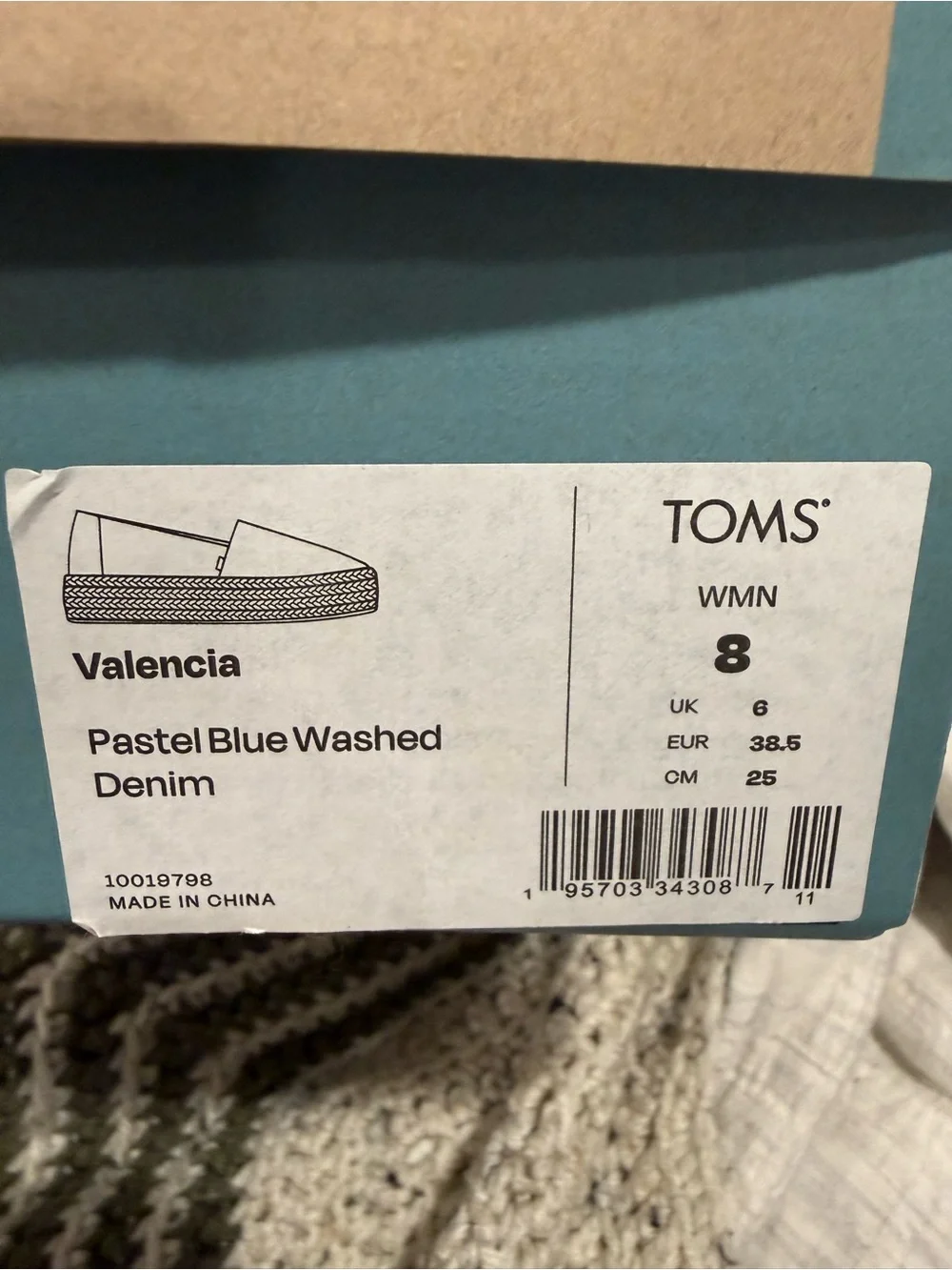 TOMS Light Blue Canvas Espadrille Platform Slip-On Shoes